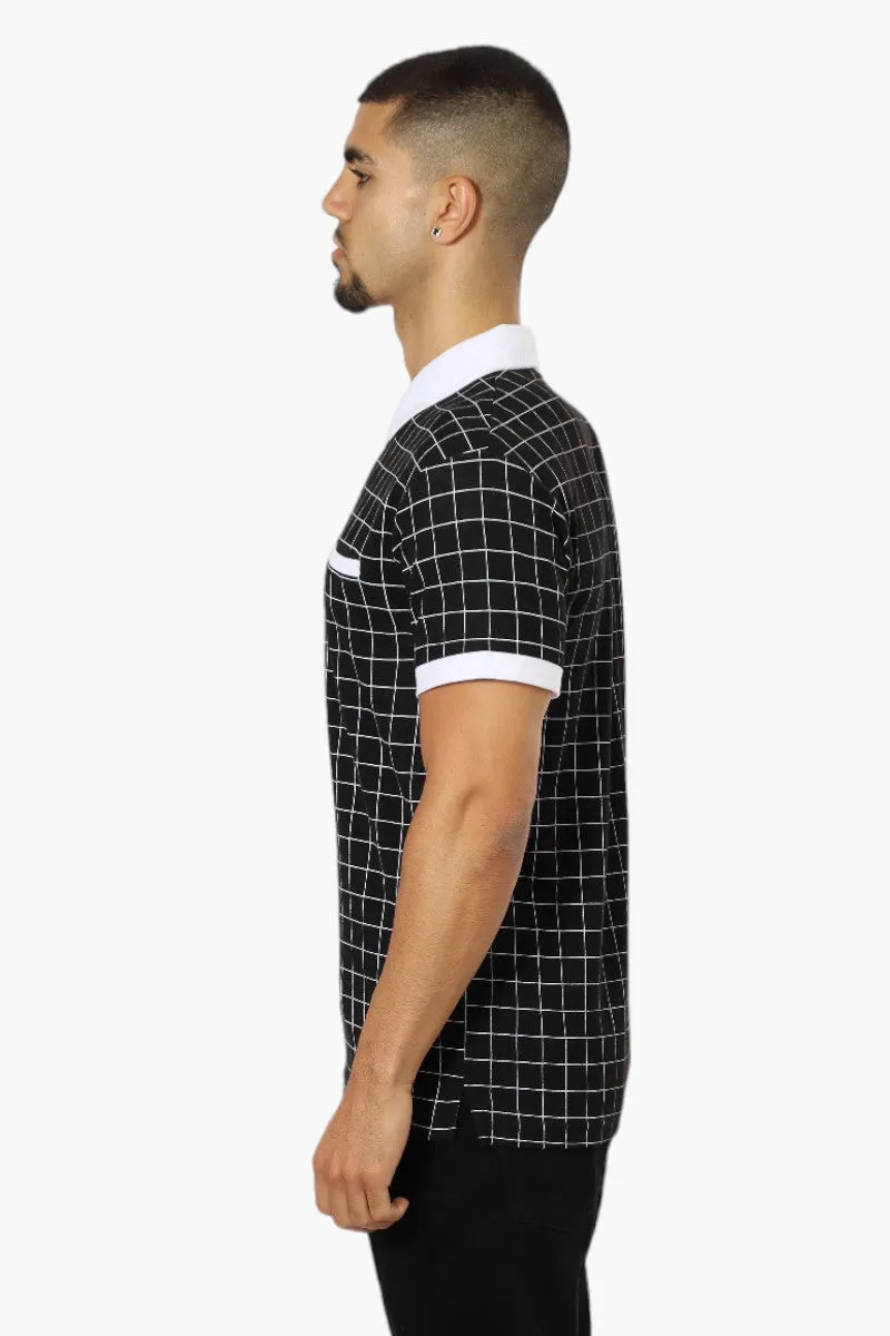 Jay Y. Ko Grid Pattern Polo Shirt - Black