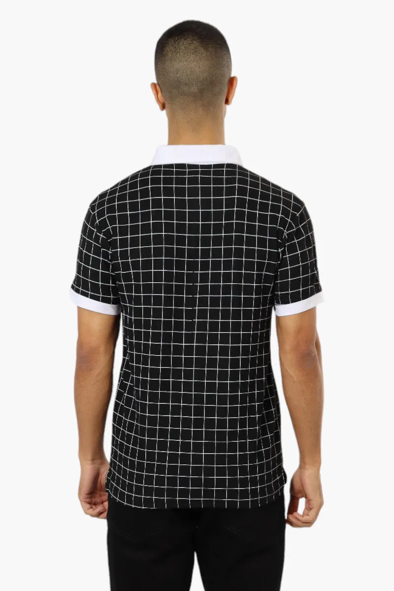 Jay Y. Ko Grid Pattern Polo Shirt - Black