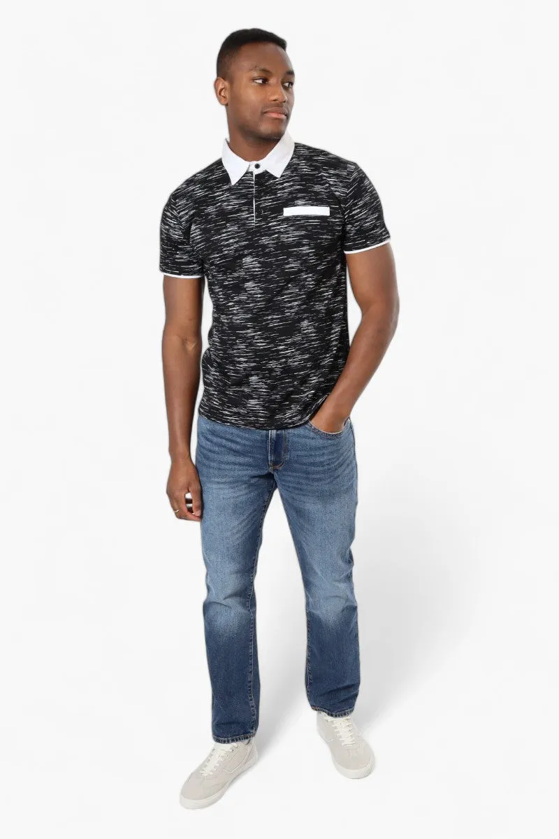 Jay Y. Ko Patterned Front Pocket Polo Shirt - Black