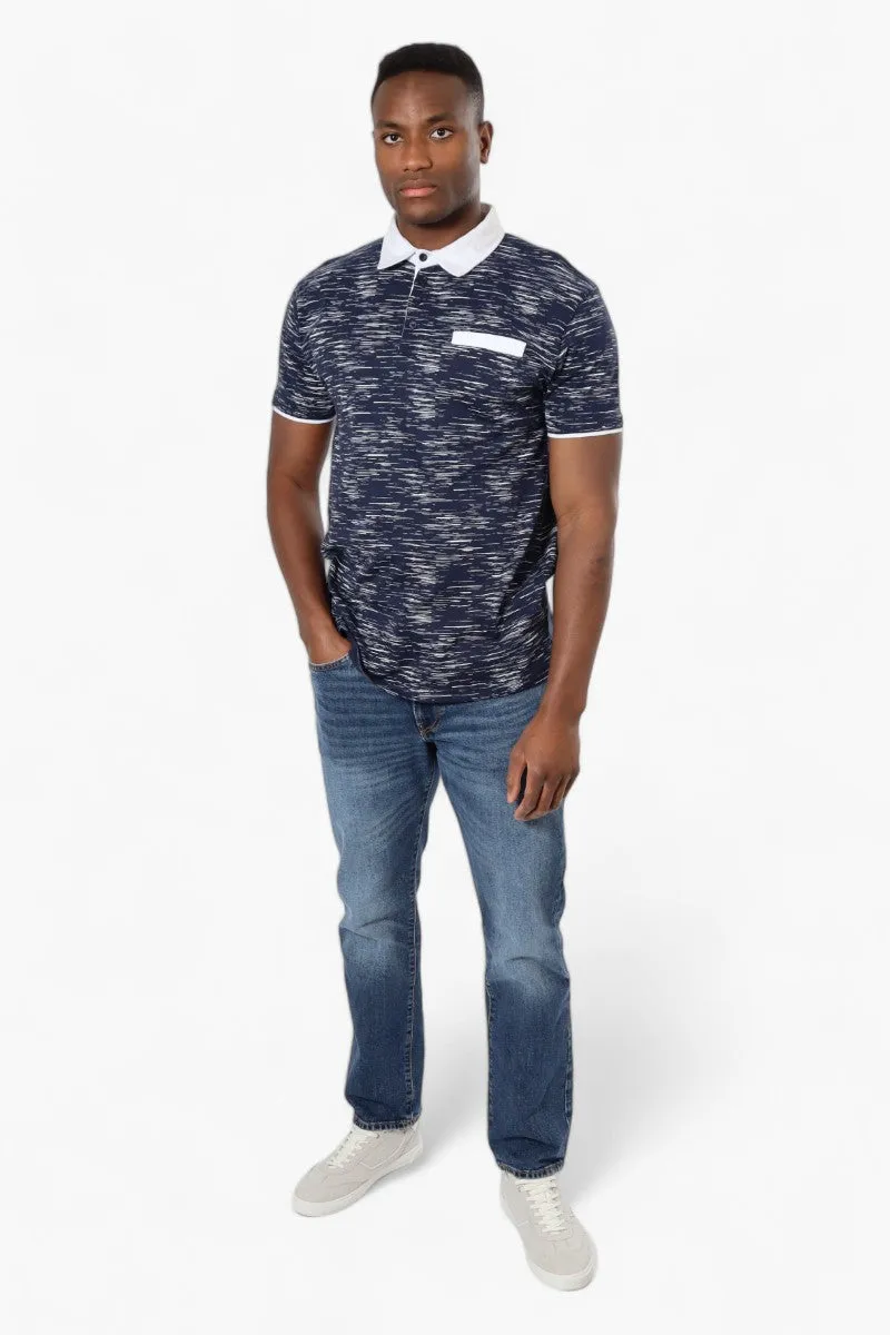 Jay Y. Ko Patterned Front Pocket Polo Shirt - Navy