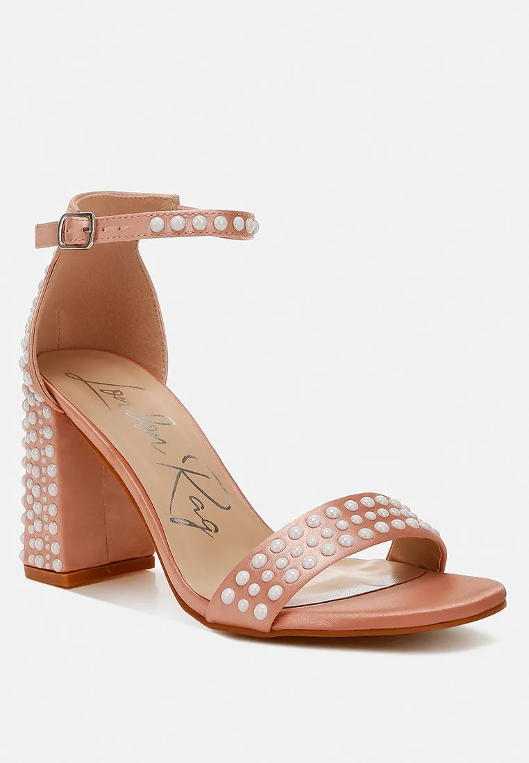 Klebba Pearls Embellished Satin Sandals