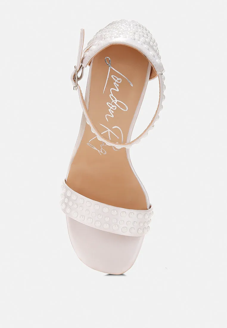 Klebba Pearls Embellished Satin Sandals