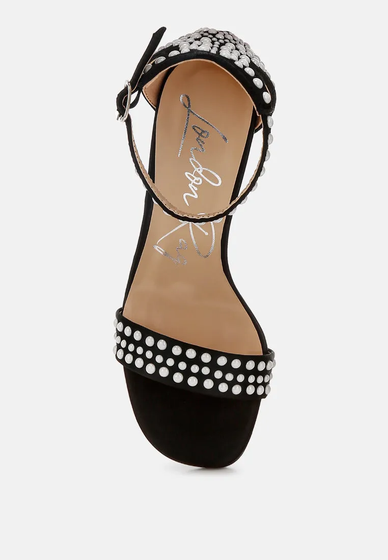 Klebba Pearls Embellished Satin Sandals