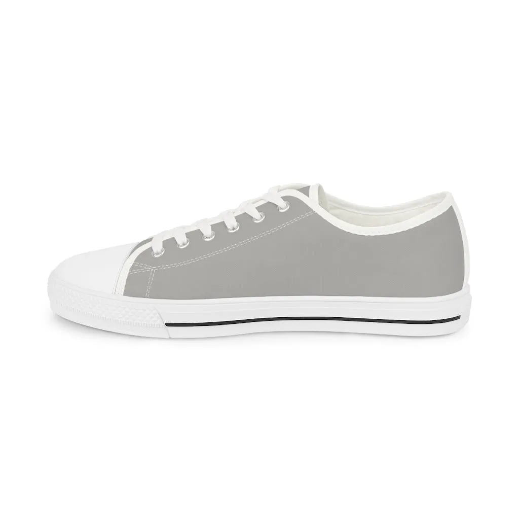 Light Grey Color Men's Sneakers, Best Solid Grey Color Men's Low Top Sneakers Running Canvas Shoes