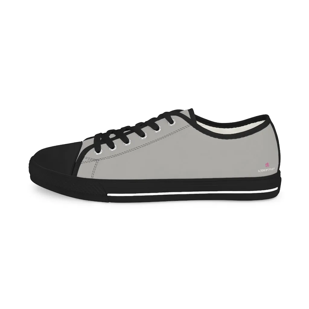 Light Grey Color Men's Sneakers, Best Solid Grey Color Men's Low Top Sneakers Running Canvas Shoes