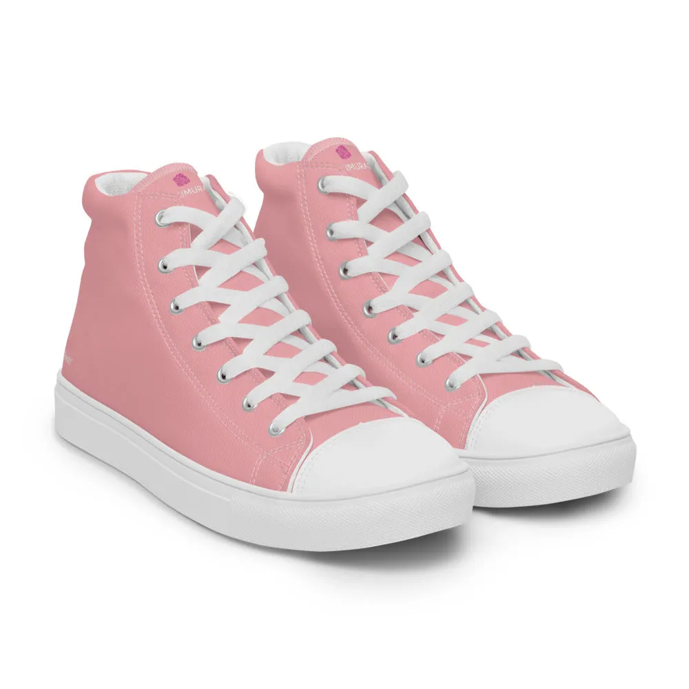 Light Pink Men's Sneakers, Modern Minimalist Best Solid Color Canvas High Top Shoes For Men