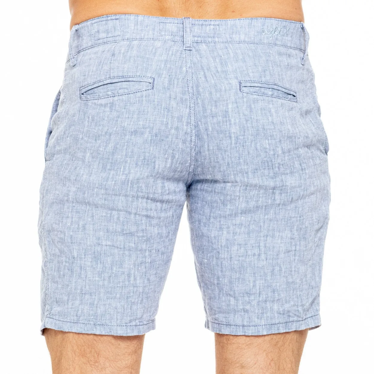 Linen Slim Fit Shorts - Blue