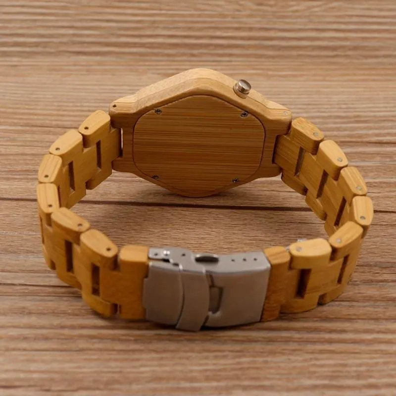 Luminous LED Display Bamboo Wood Digital Men's Watches