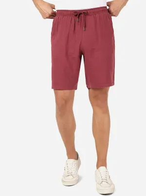 Maroon Solid Slim Fit Shorts | JadeBlue