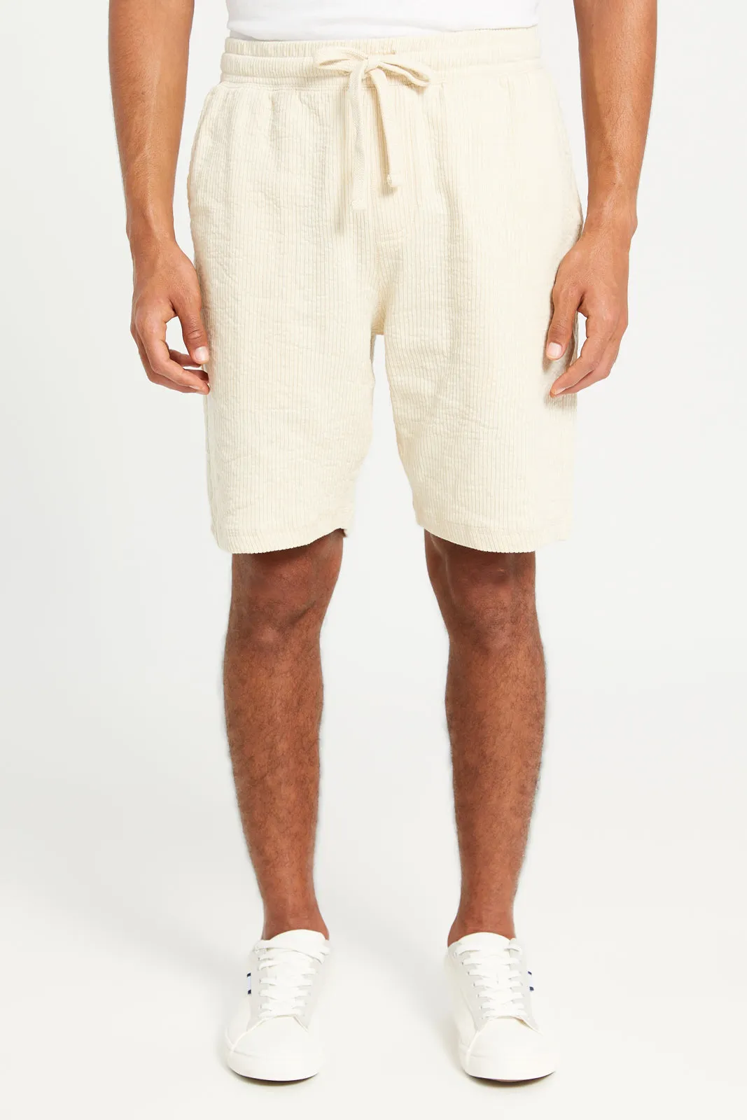 Men Beige Jacquard Lounge Short