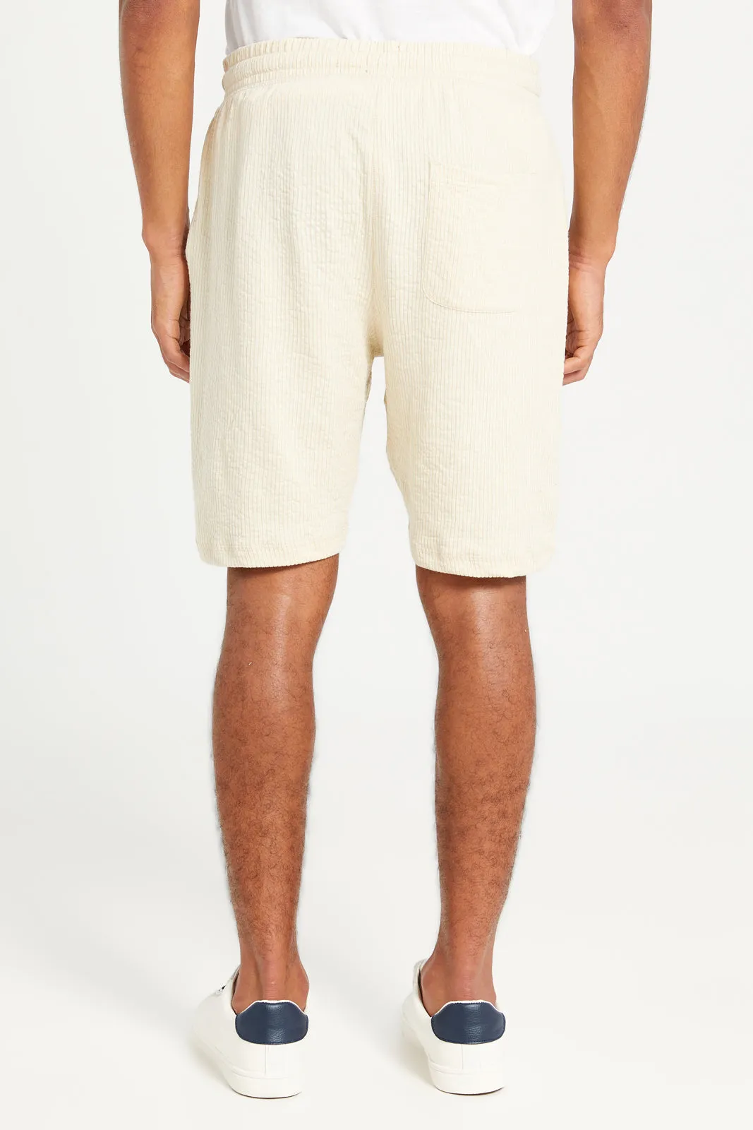 Men Beige Jacquard Lounge Short