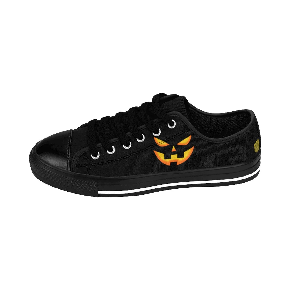 Men's Halloween Sneakers, Black Orange Pumpkin Face Low Top Party Shoes (US Size: 6-14)