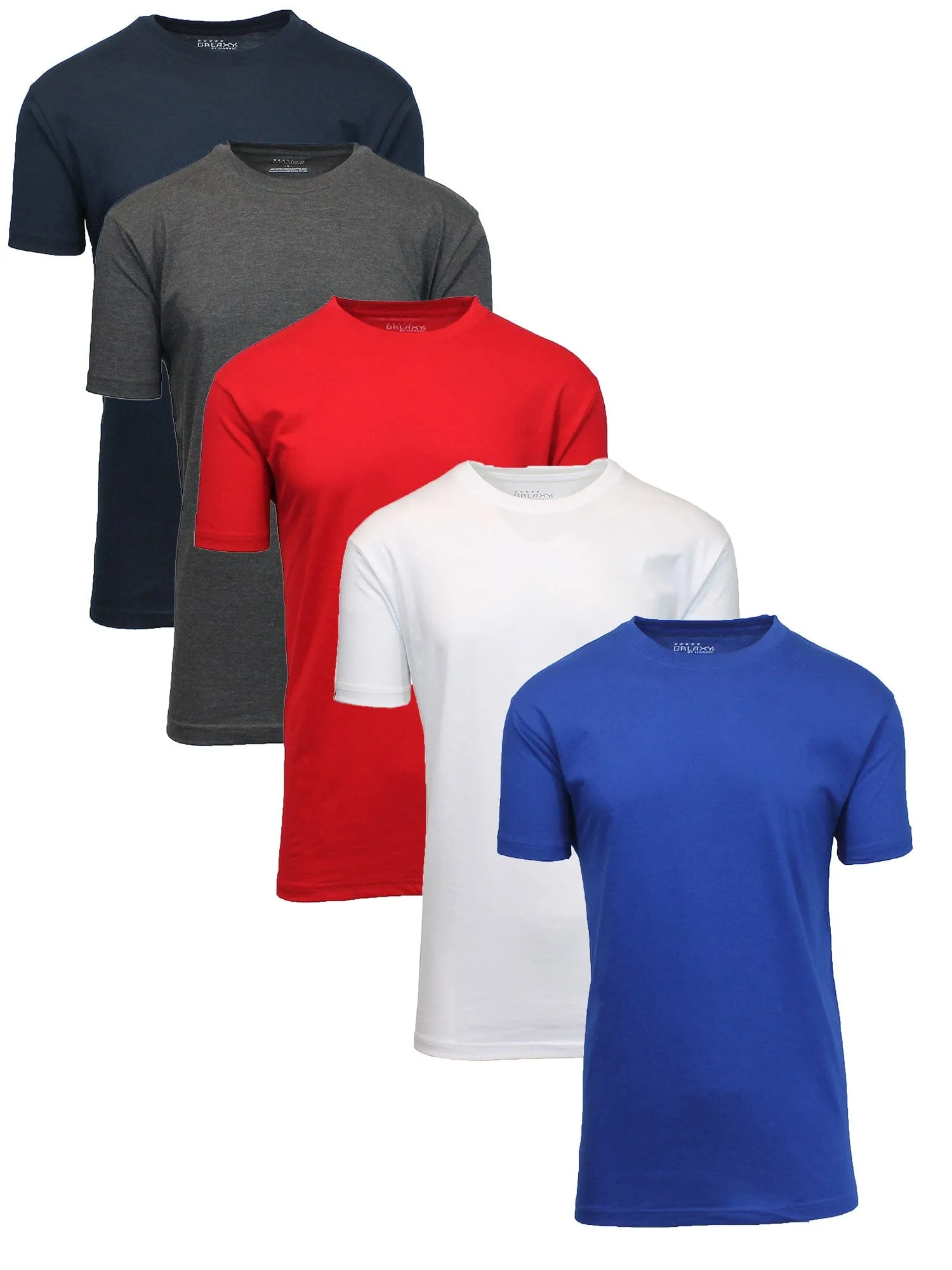 Men's Short Sleeve Crew Neck  Cotton Blend Classic Tee (S-3XL) 5 Pack