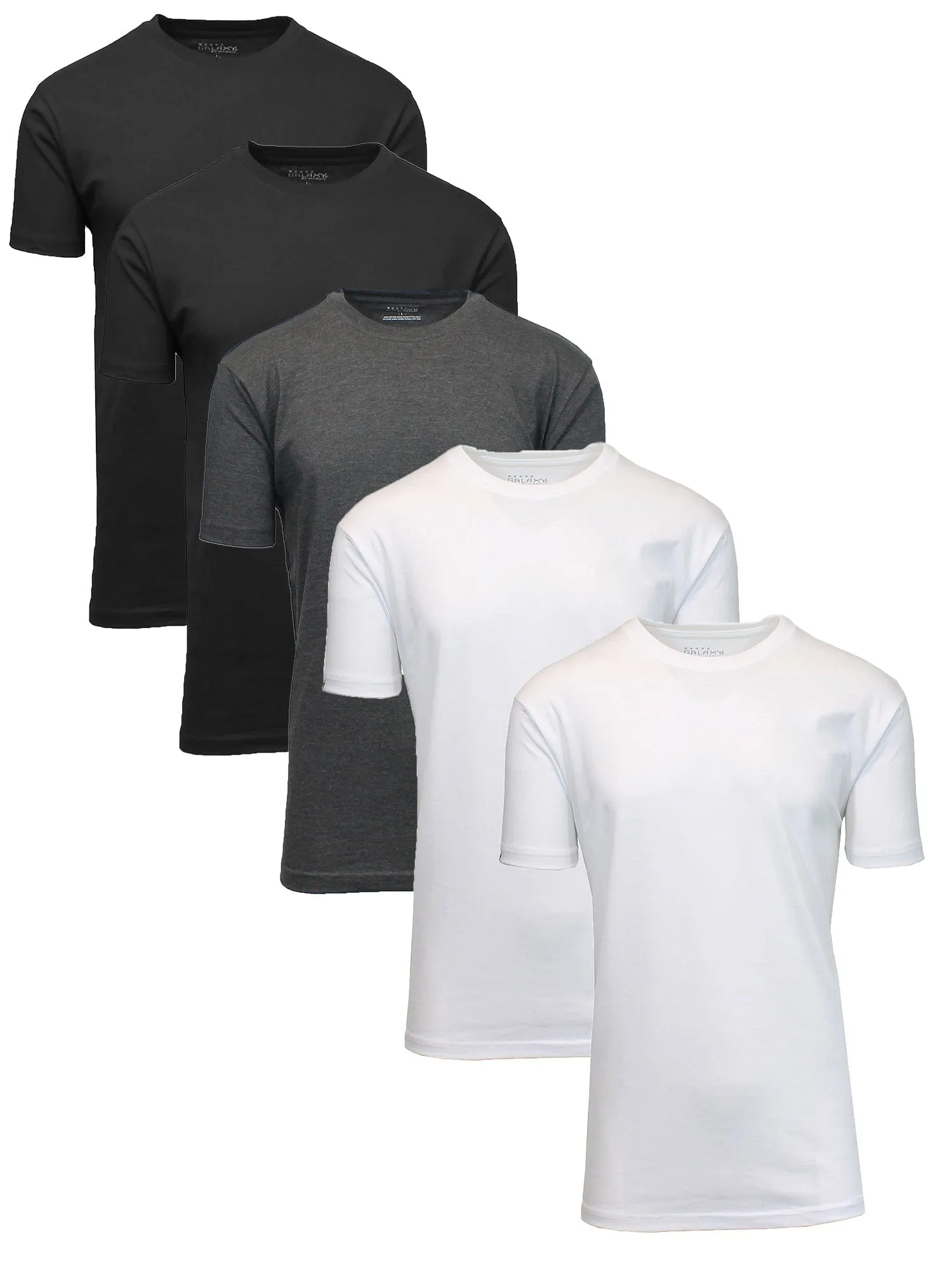 Men's Short Sleeve Crew Neck  Cotton Blend Classic Tee (S-3XL) 5 Pack