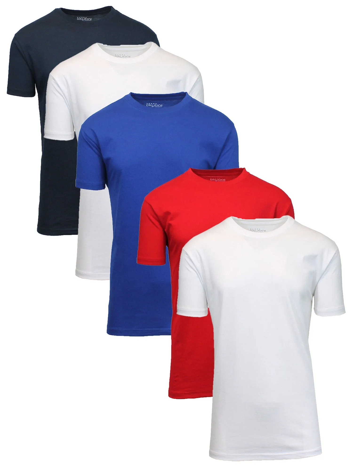 Men's Short Sleeve Crew Neck  Cotton Blend Classic Tee (S-3XL) 5 Pack