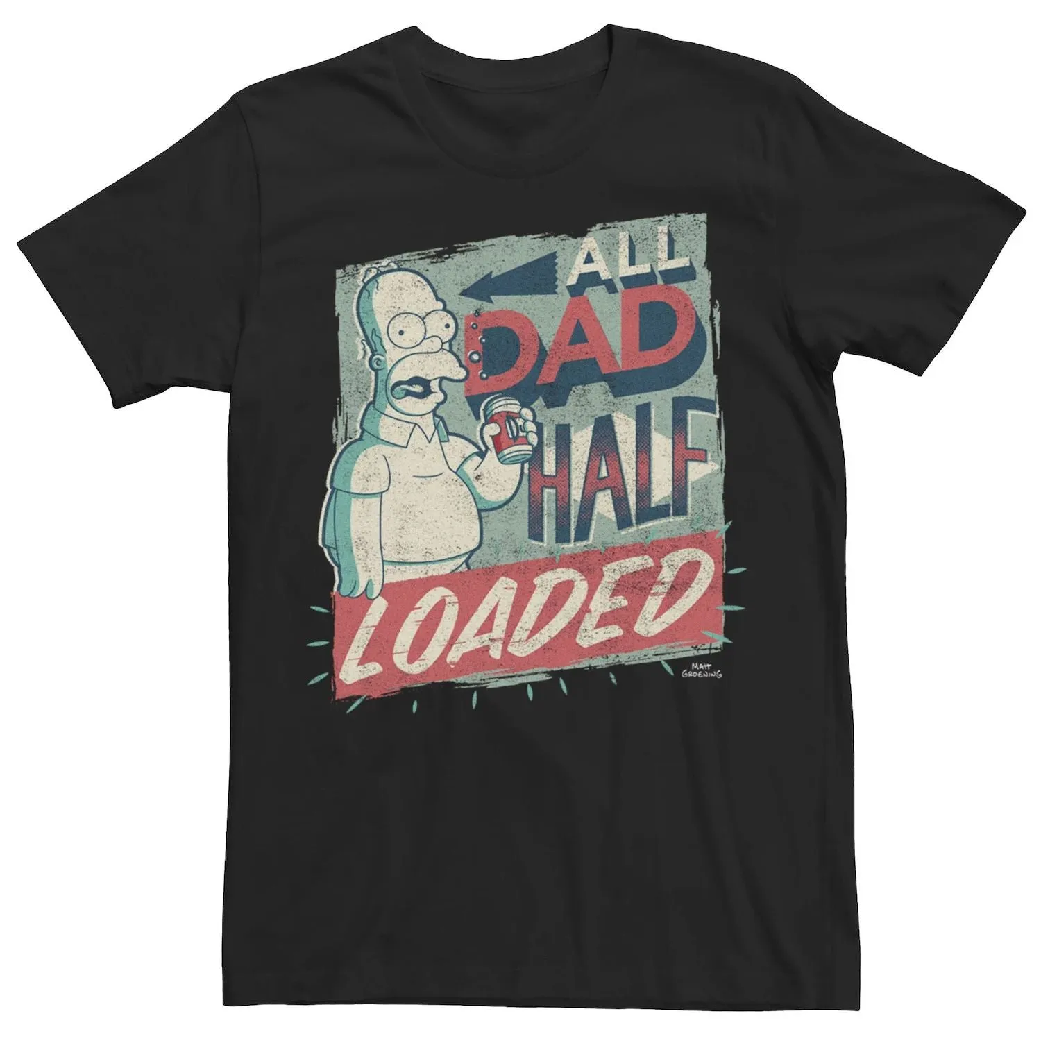 Men's Simpsons Homer All Dad Half Loaded Licensed Character T-Shirt