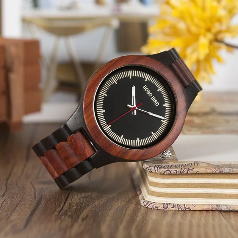 Men's Striped Wooden Watches