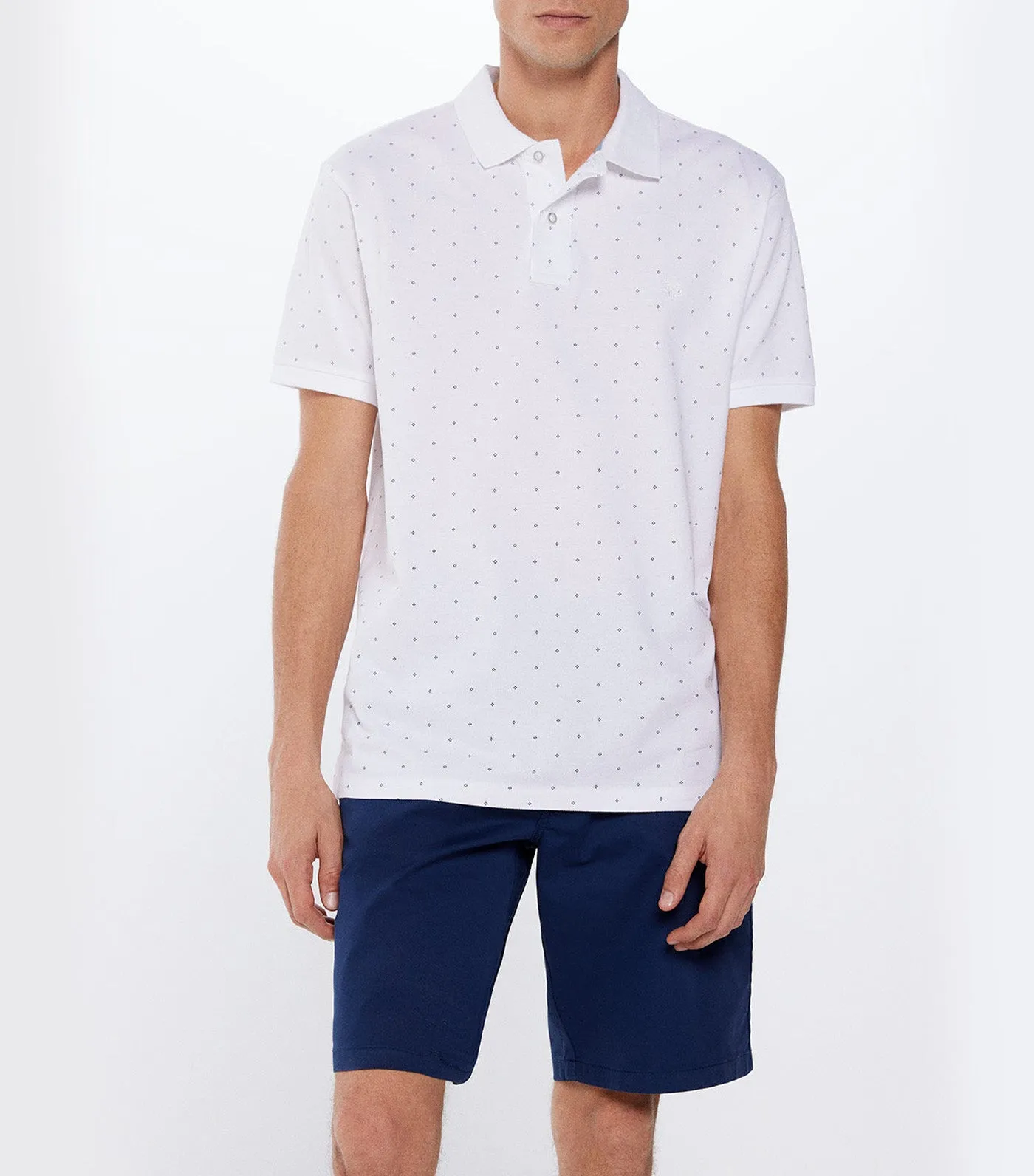 Micro-Print Piqué Polo Shirt White