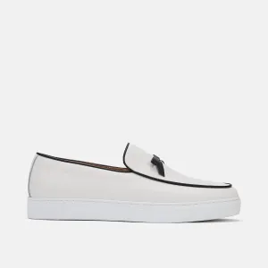 Odell White Leather Belgian Loafer Sneakers