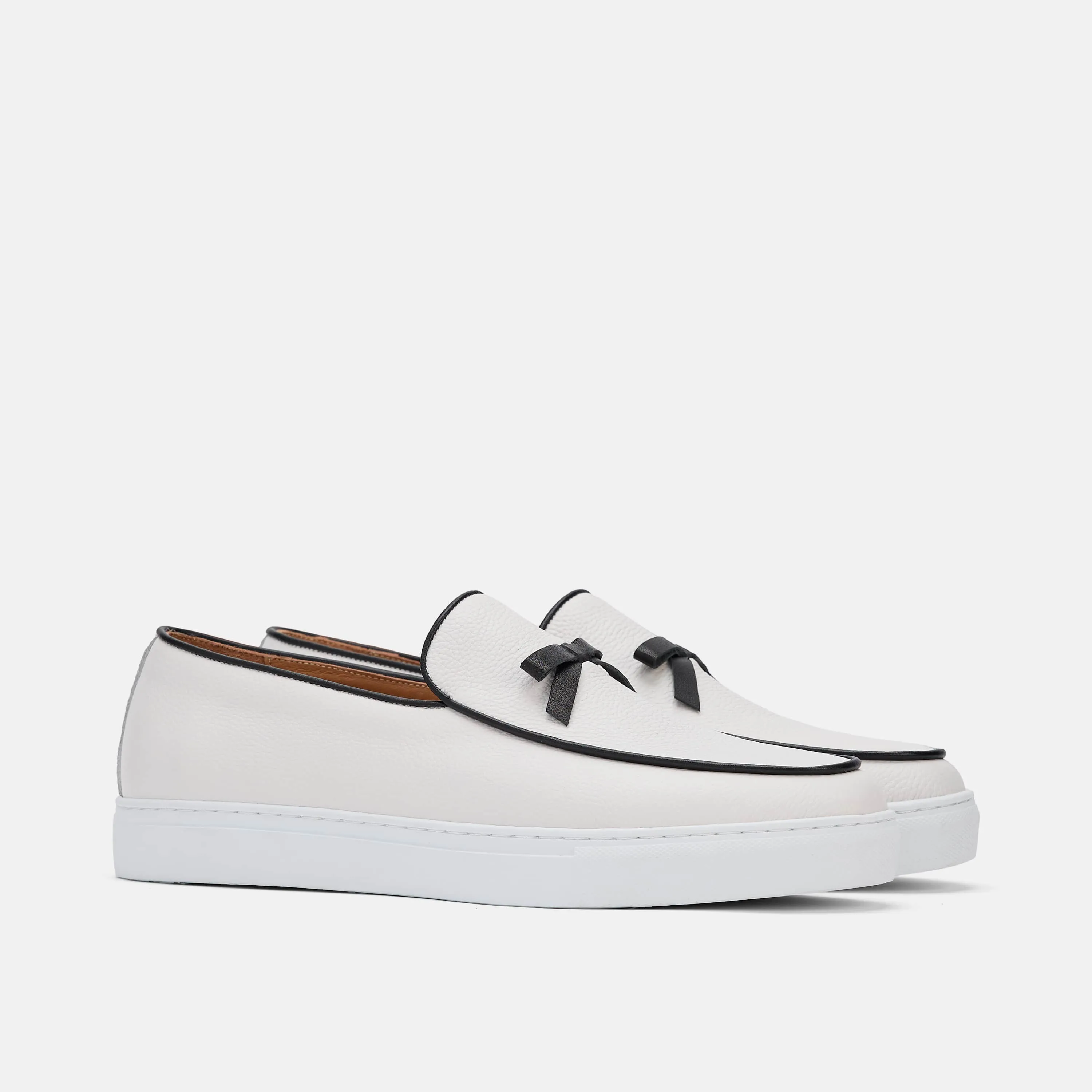 Odell White Leather Belgian Loafer Sneakers