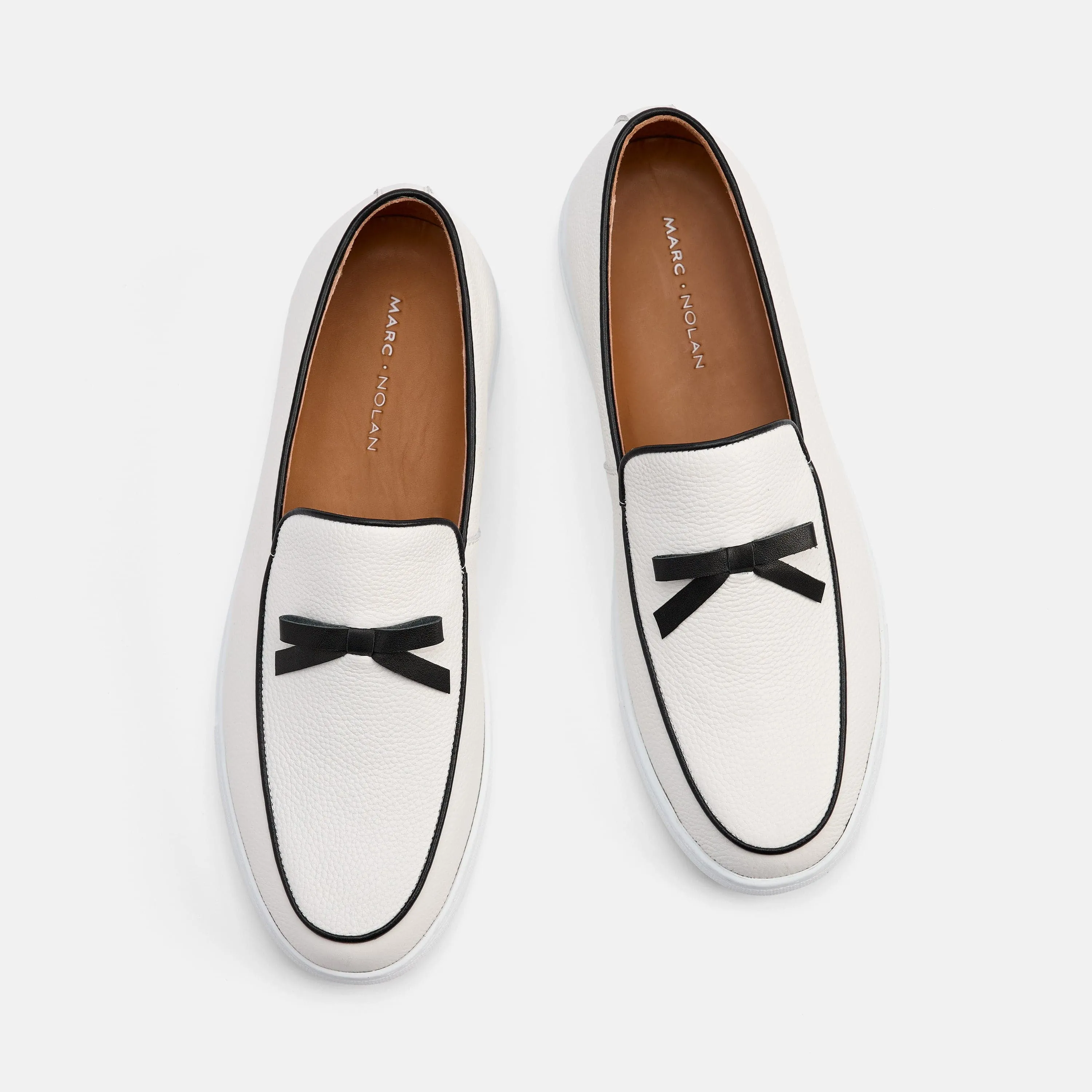 Odell White Leather Belgian Loafer Sneakers