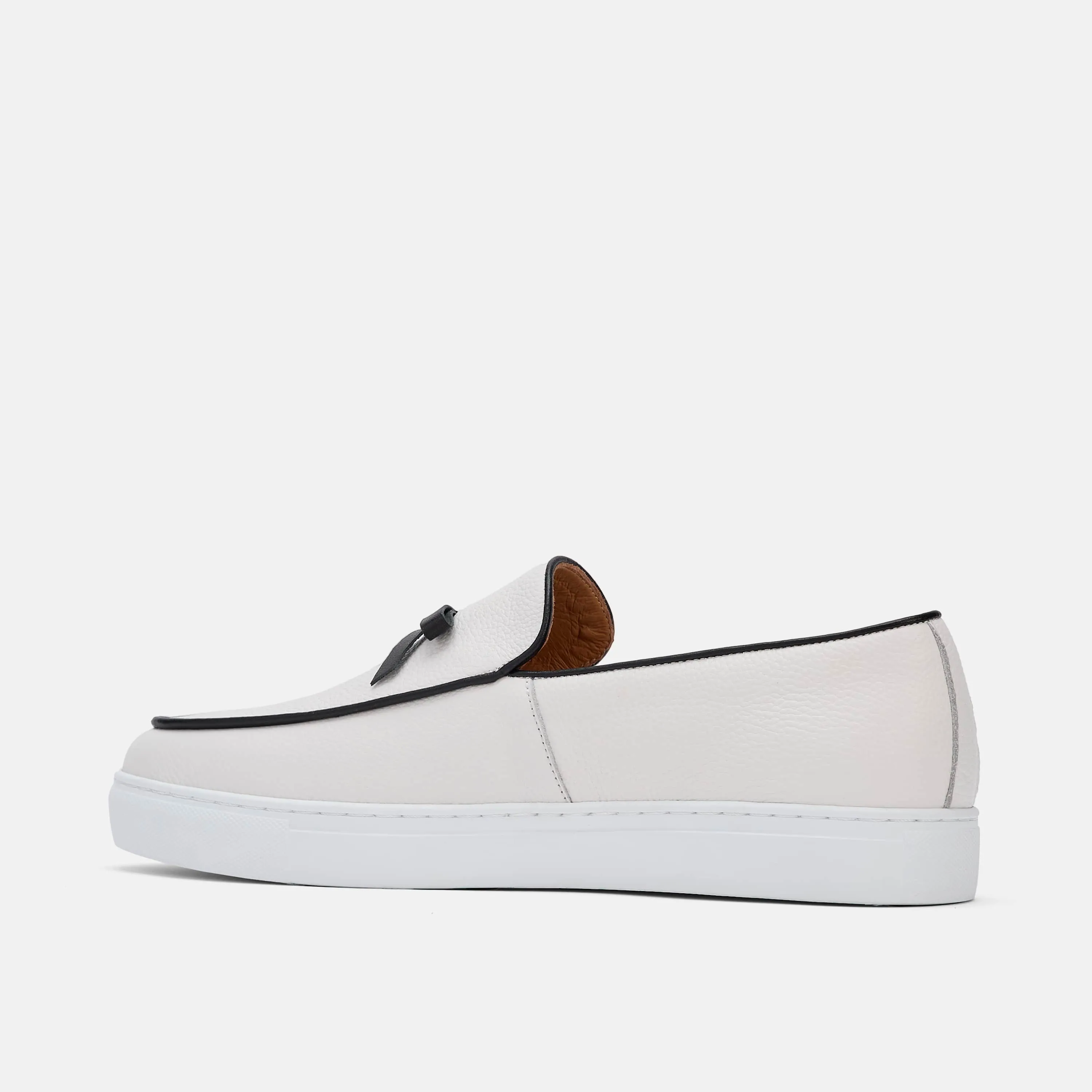 Odell White Leather Belgian Loafer Sneakers