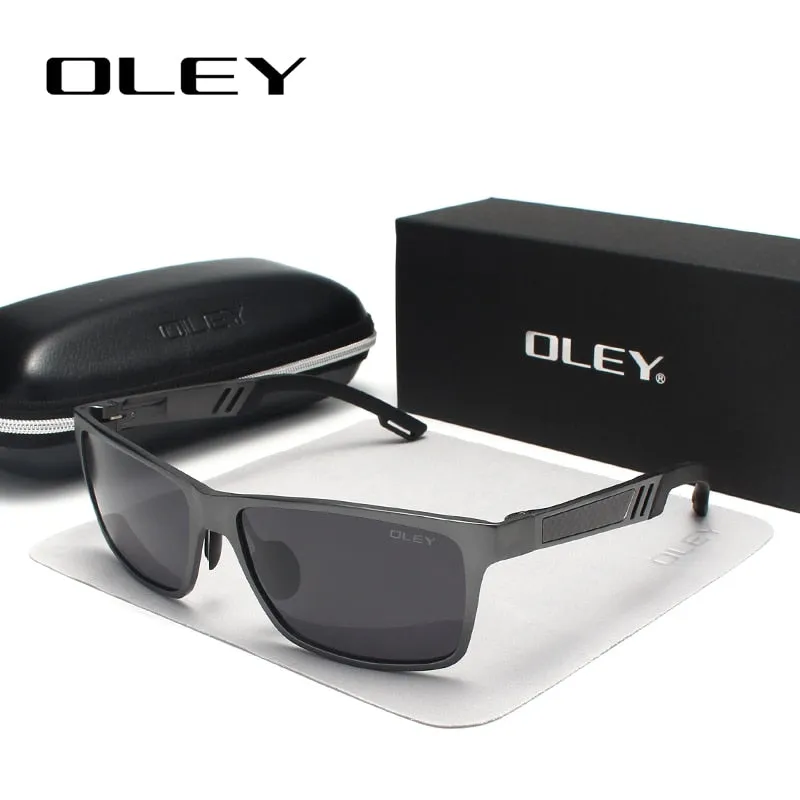 Oley Brand Men's Rectangle Polarized Sunglasses Aluminum Magnesium Driving Hd Y6560