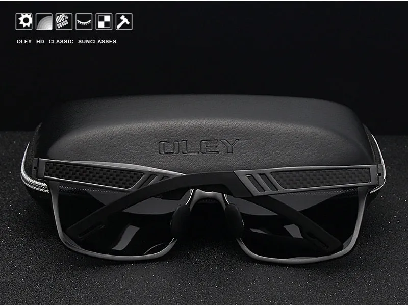 Oley Brand Men's Rectangle Polarized Sunglasses Aluminum Magnesium Driving Hd Y6560