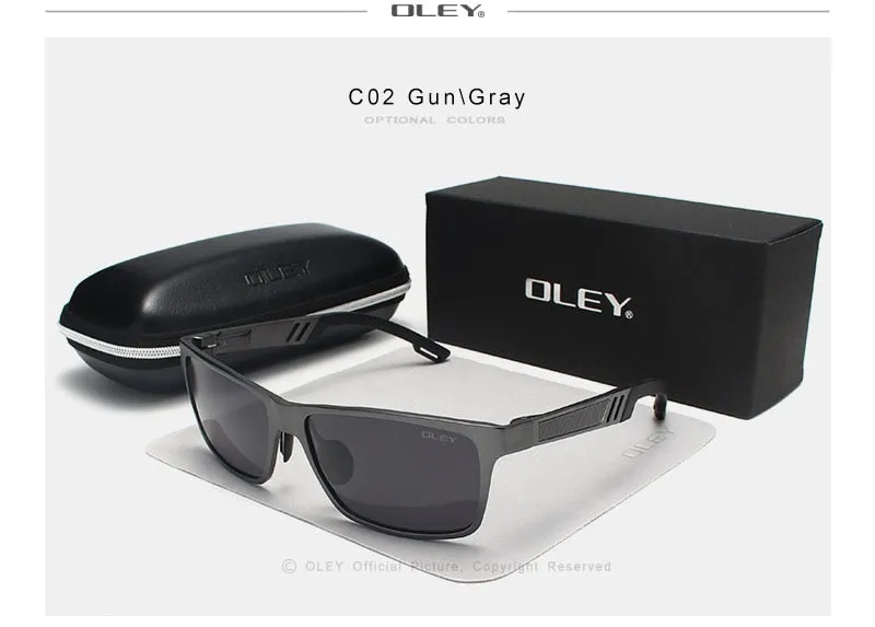 Oley Brand Men's Rectangle Polarized Sunglasses Aluminum Magnesium Driving Hd Y6560