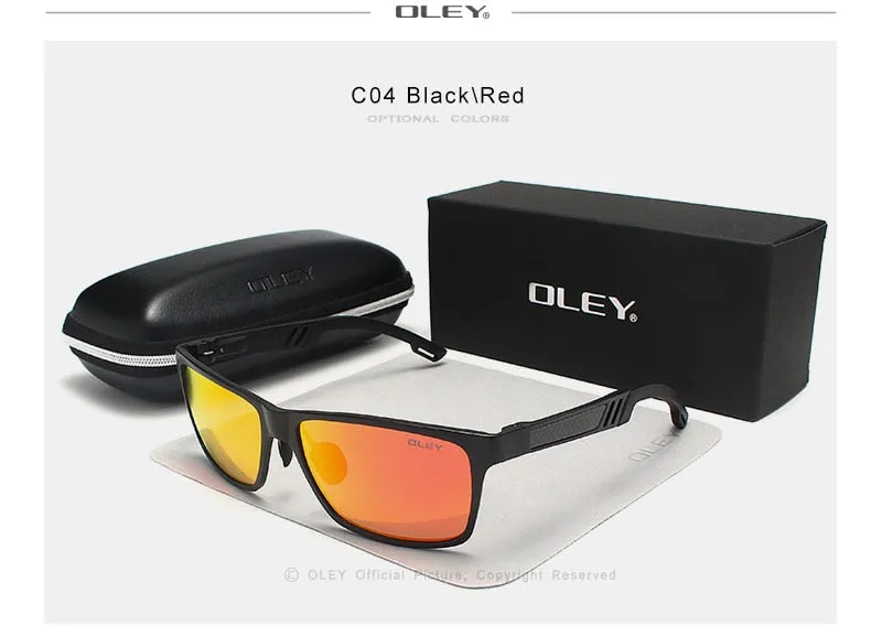 Oley Brand Men's Rectangle Polarized Sunglasses Aluminum Magnesium Driving Hd Y6560