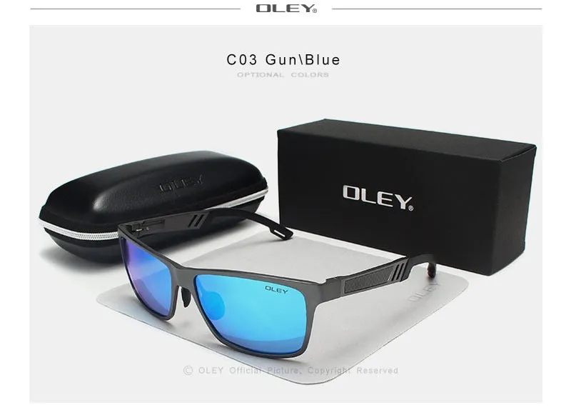 Oley Brand Men's Rectangle Polarized Sunglasses Aluminum Magnesium Driving Hd Y6560