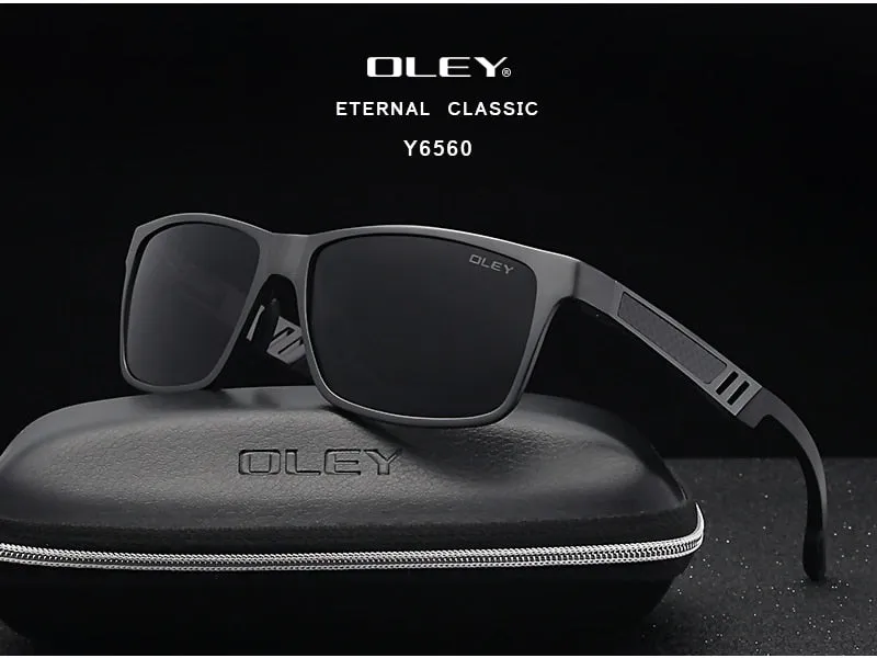 Oley Brand Men's Rectangle Polarized Sunglasses Aluminum Magnesium Driving Hd Y6560