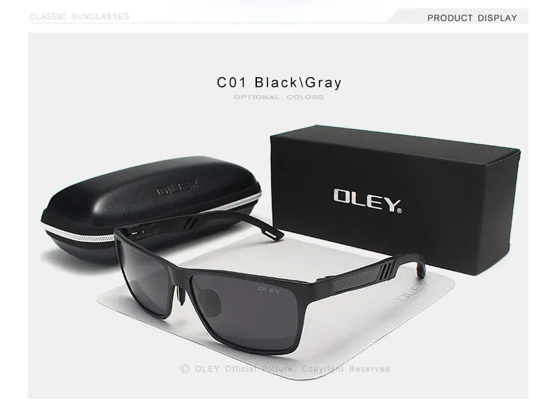 Oley Brand Men's Rectangle Polarized Sunglasses Aluminum Magnesium Driving Hd Y6560