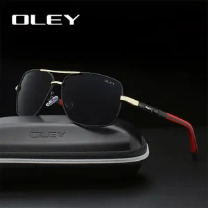 Oley Men's Full Rim Oval Aluminum Magnesium Polarized Sunglasses Y8724