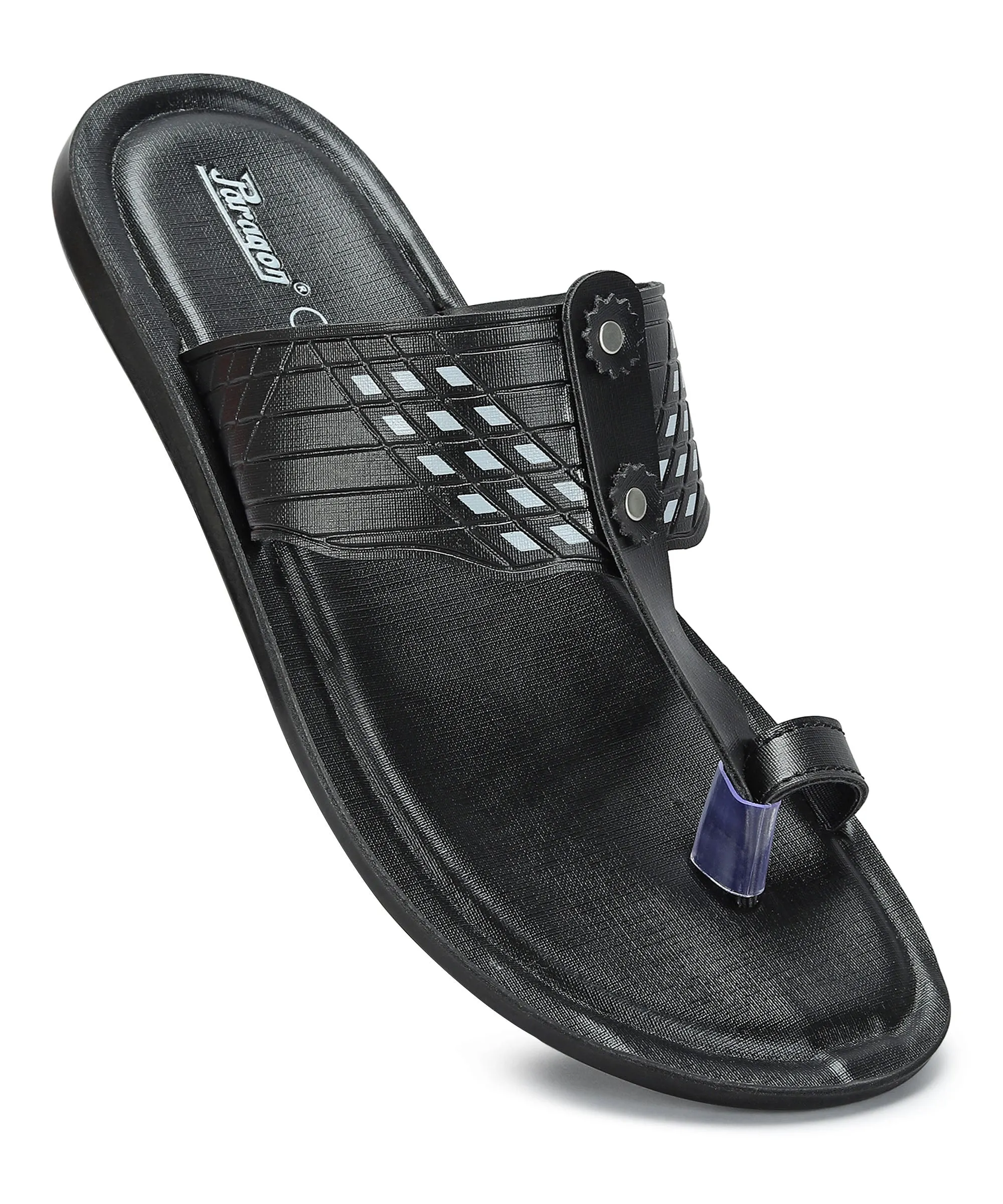 Paragon Men's Slip-on Black Sandals for Men | Comfortable Sole & Durable