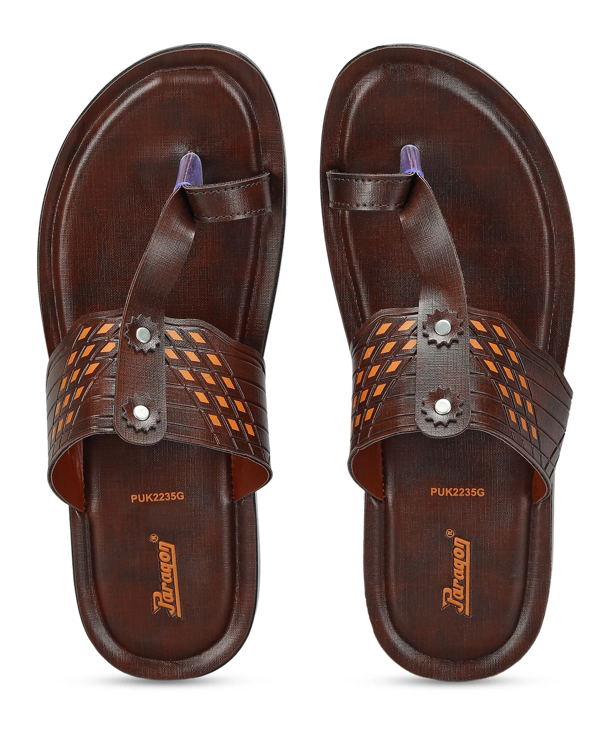 Paragon Men's Slip-on Brown Sandals for Men | Comfortable Sole & Durable