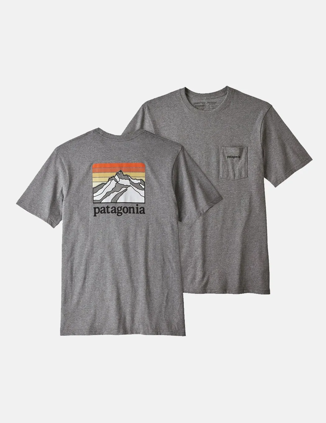 Patagonia Line Ridge Logo Pocket Responsibili-­Tee T­-Shirt - Gravel Heather Grey