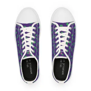 Purple Crane Print Men's Sneakers, Green and Purple Japanese Crane Print Men's Low Top Sneaker Shoes (US Size: 5-14)