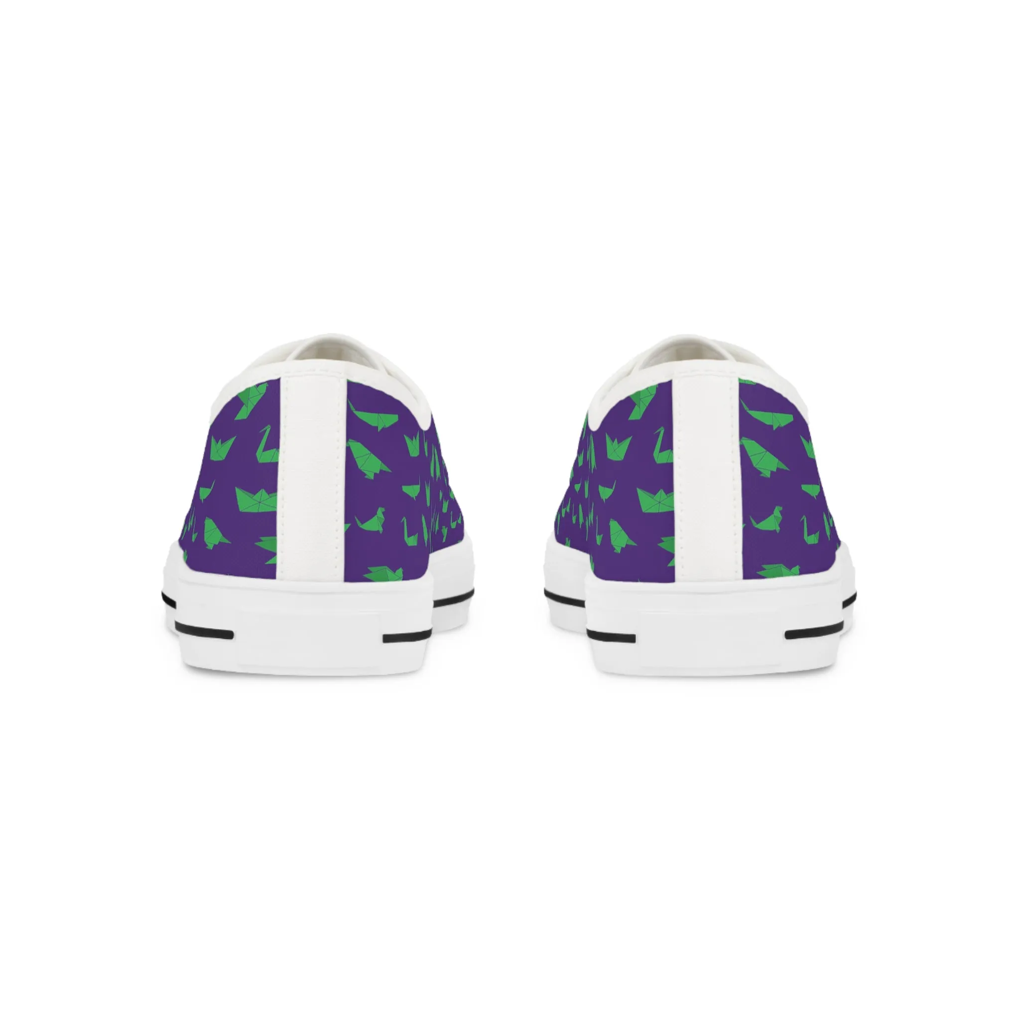 Purple Crane Print Men's Sneakers, Green and Purple Japanese Crane Print Men's Low Top Sneaker Shoes (US Size: 5-14)