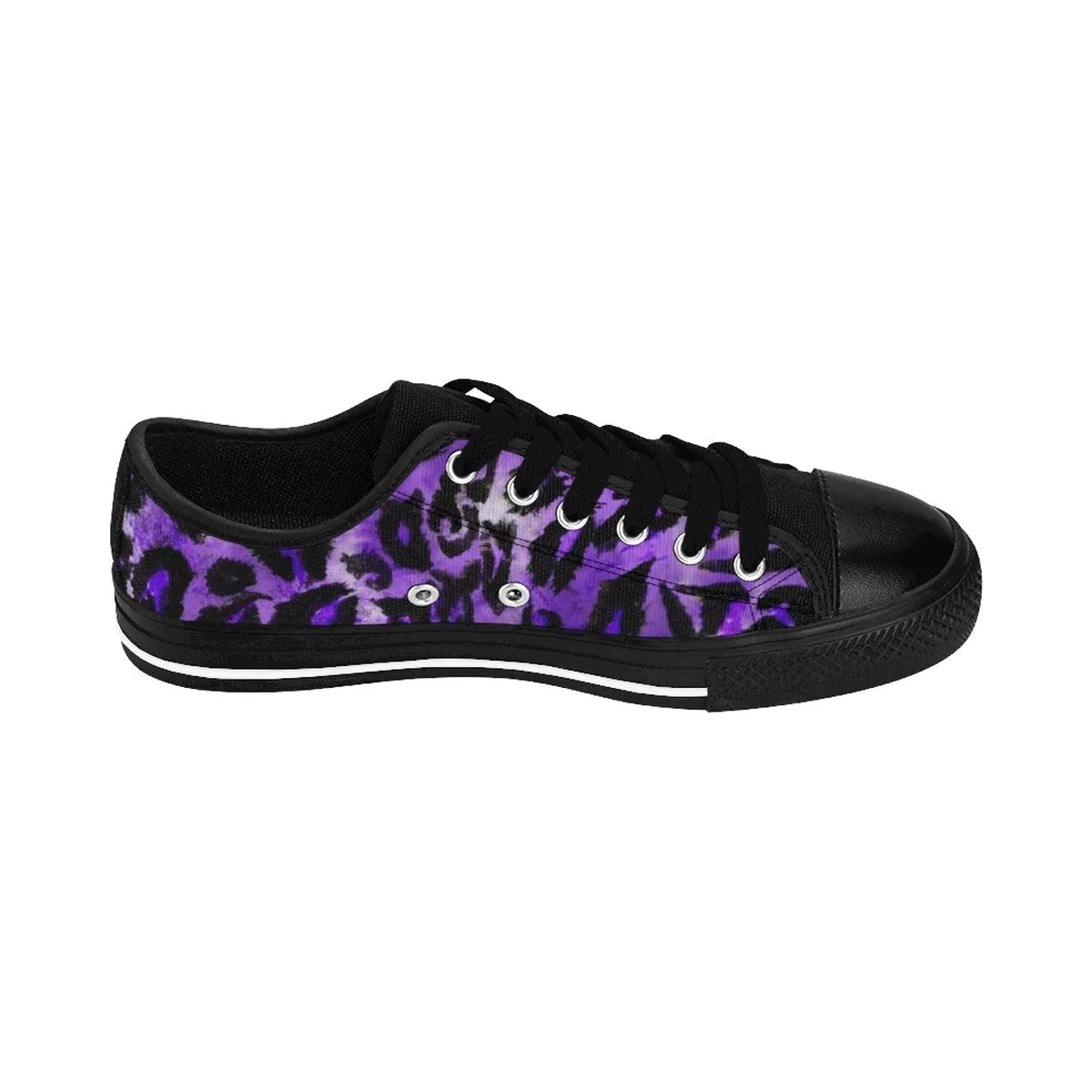 Purple Leopard Men's Sneakers, Animal Print Premium Low Top Canvas Fashion Running Shoes