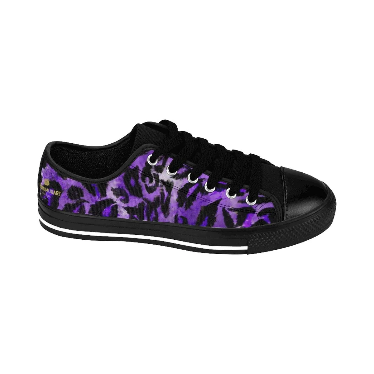 Purple Leopard Men's Sneakers, Animal Print Premium Low Top Canvas Fashion Running Shoes