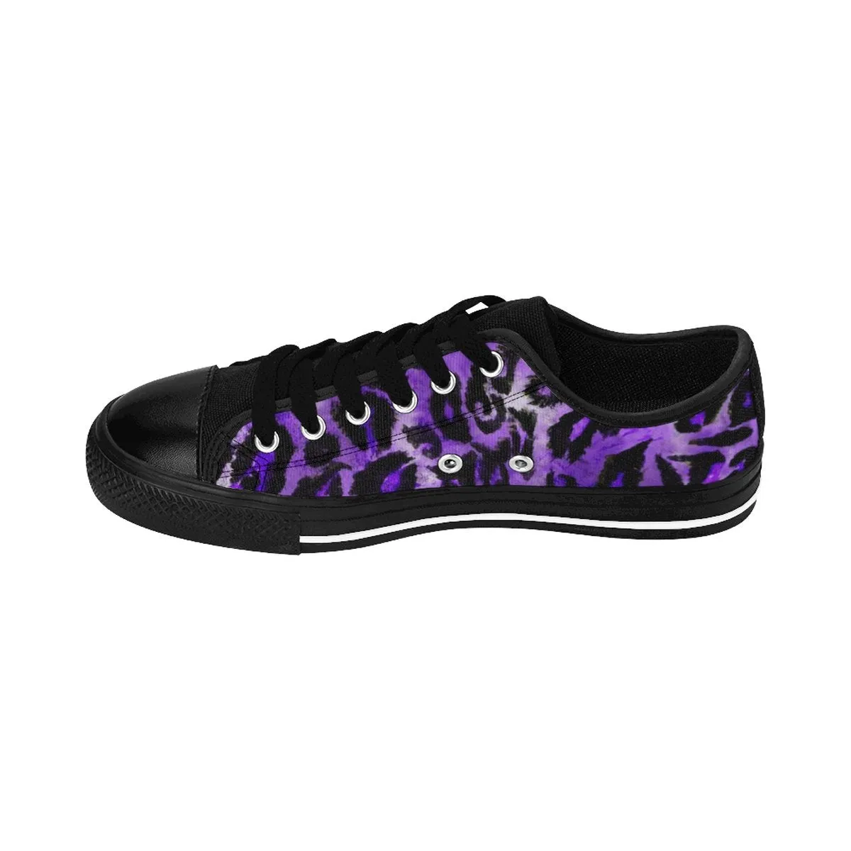 Purple Leopard Men's Sneakers, Animal Print Premium Low Top Canvas Fashion Running Shoes