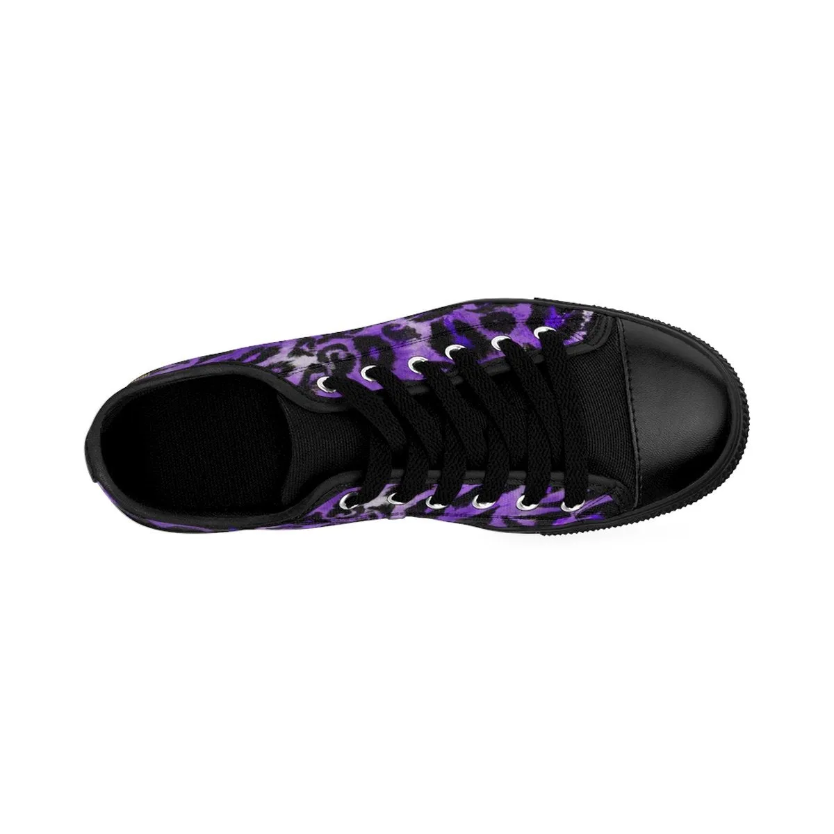 Purple Leopard Men's Sneakers, Animal Print Premium Low Top Canvas Fashion Running Shoes