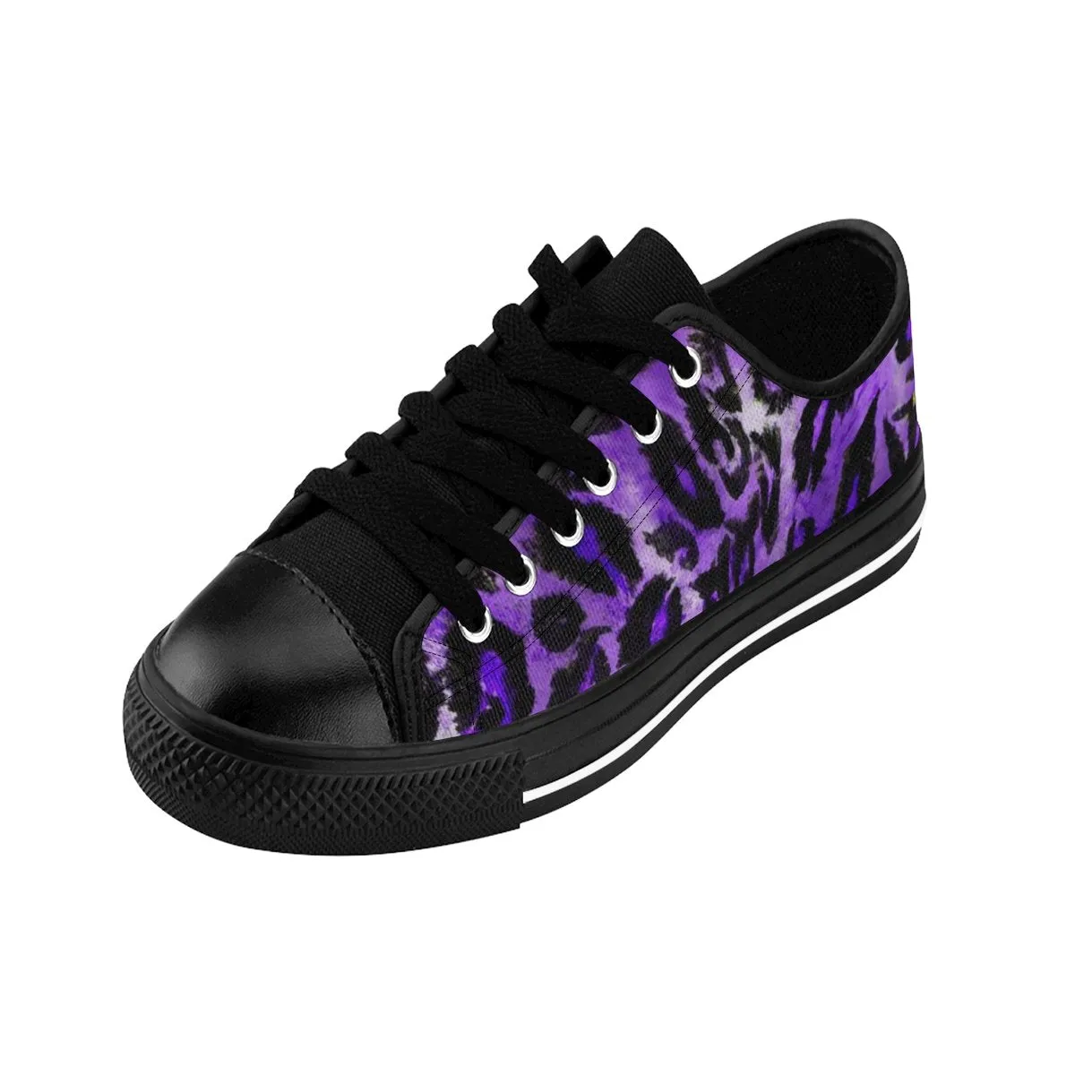 Purple Leopard Men's Sneakers, Animal Print Premium Low Top Canvas Fashion Running Shoes