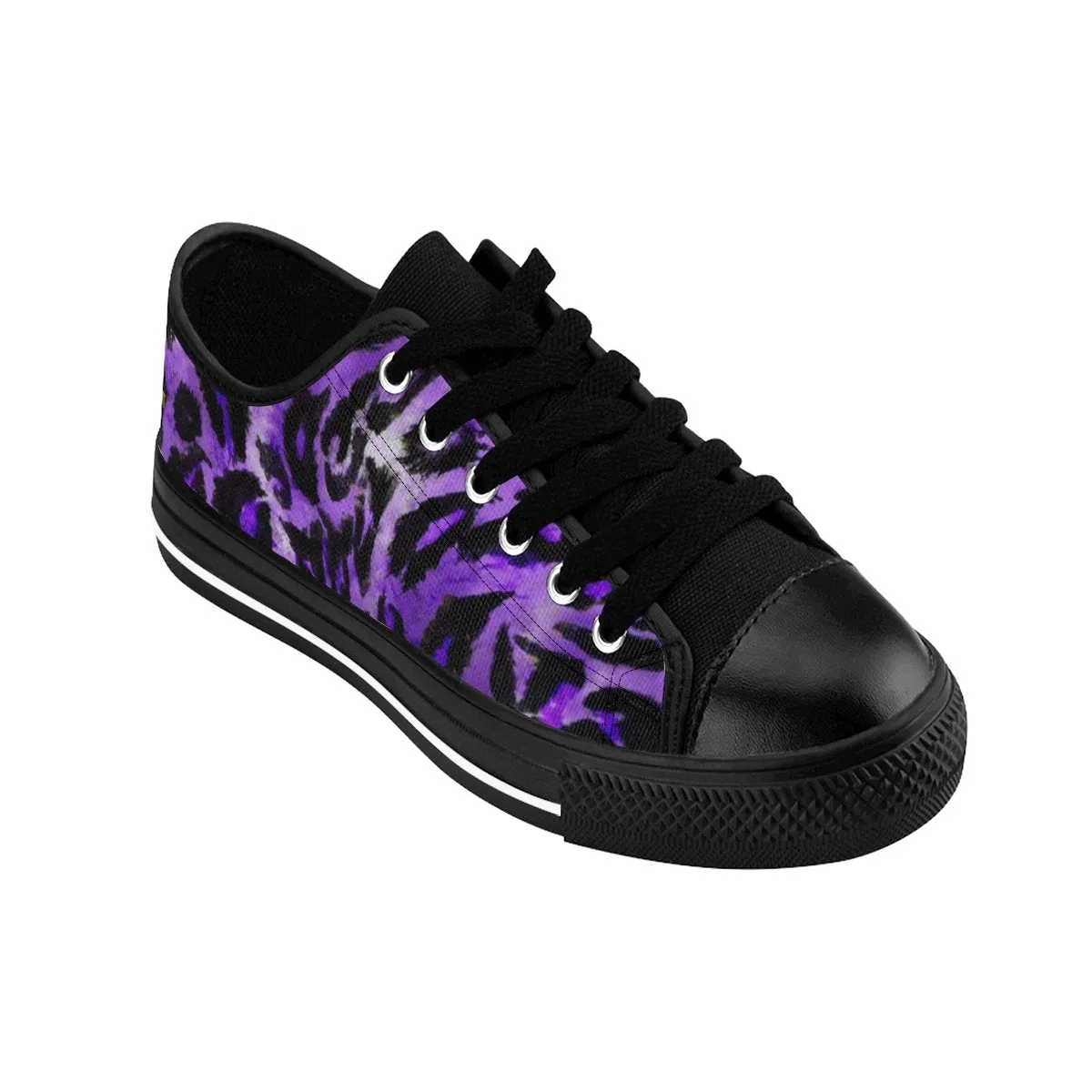 Purple Leopard Men's Sneakers, Animal Print Premium Low Top Canvas Fashion Running Shoes