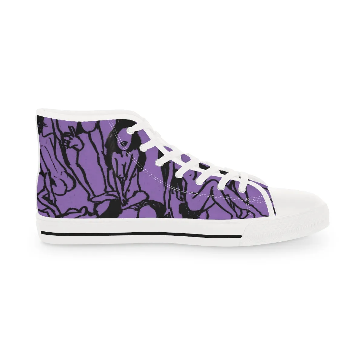 Purple Nude Art Men's High Tops, Unique Footwear, Modern Minimalist Best Men's High Top Sneakers Running Shoes