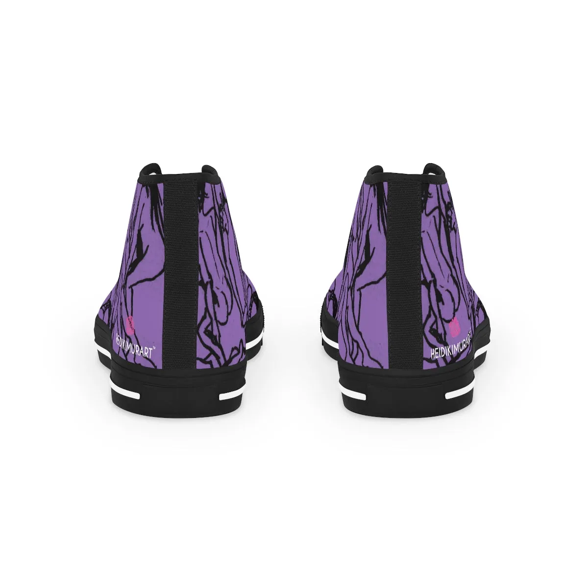 Purple Nude Art Men's High Tops, Unique Footwear, Modern Minimalist Best Men's High Top Sneakers Running Shoes