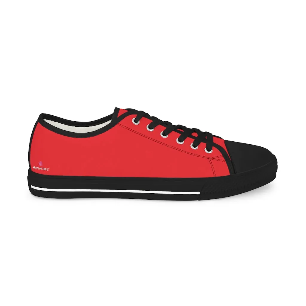 Red Color Men's Low Top Sneakers, Modern Must Have Essential Solid Color Tennis Shoes For Men