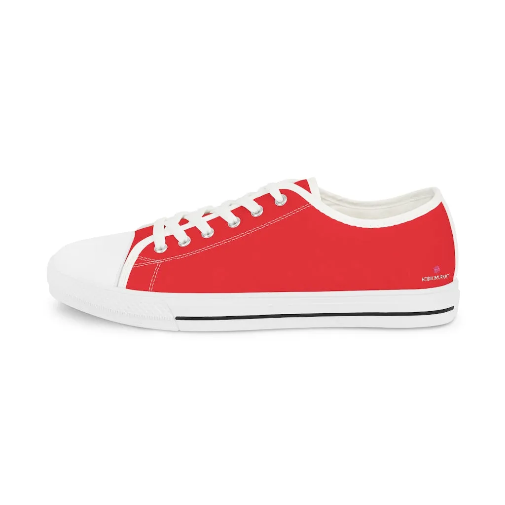 Red Color Men's Low Top Sneakers, Modern Must Have Essential Solid Color Tennis Shoes For Men