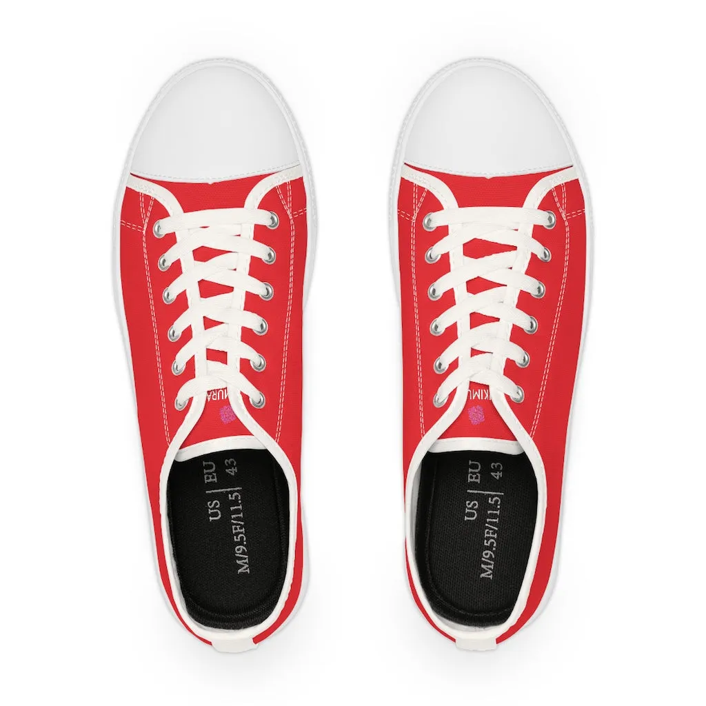 Red Color Men's Low Top Sneakers, Modern Must Have Essential Solid Color Tennis Shoes For Men